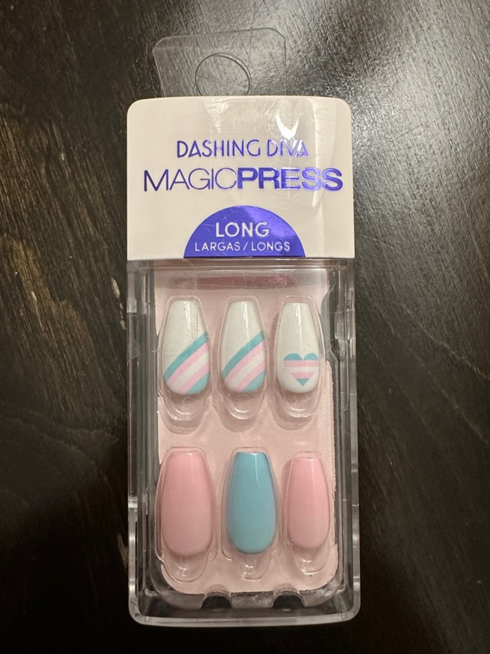 Dashing Diva MagicPress Long Pastel Pink & Blue Press-On Nails coffin shape